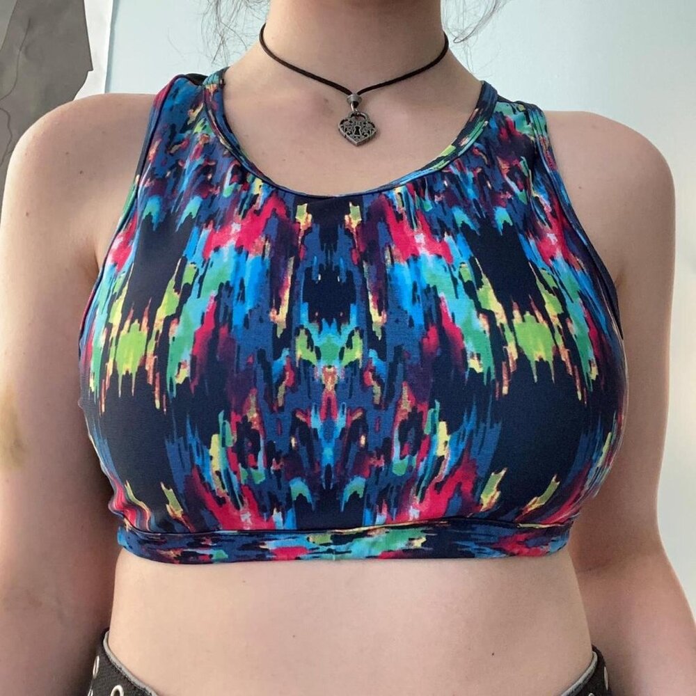 NWOT Caelum Multicolored Racerback Sports Bra sz L/XL